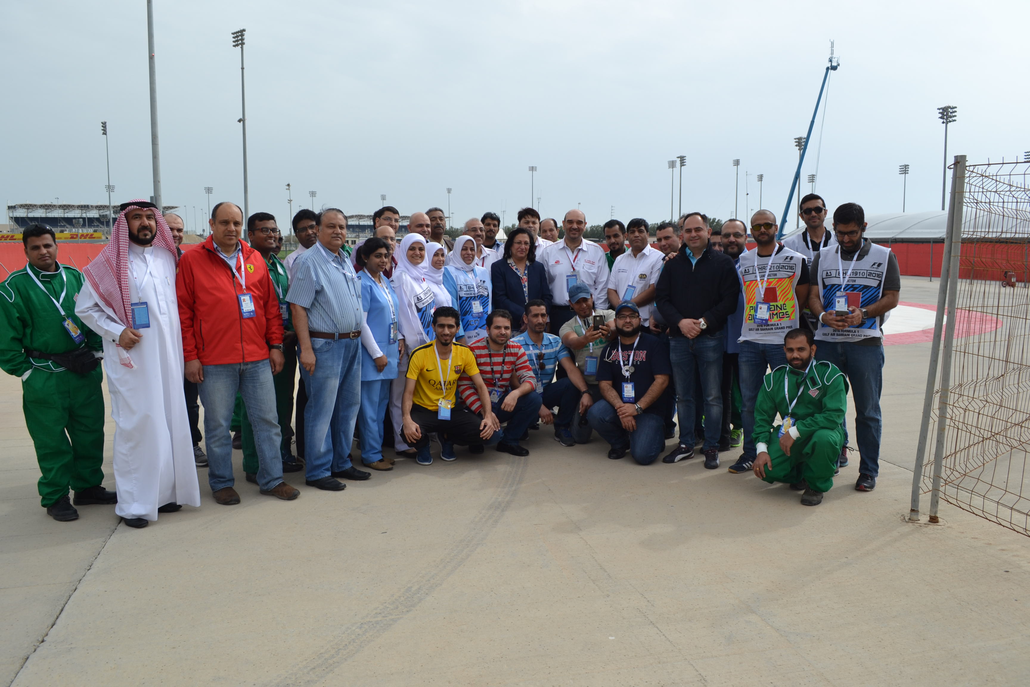 H.E Minister of Health, Mrs. Faiqa Bint Saeed Al-Saleh, praised the efforts of the medical team in Bahrain International Circuit after she viewed the Evacuation organized by the team on Thursday, 31st March, 2016 in the circuit